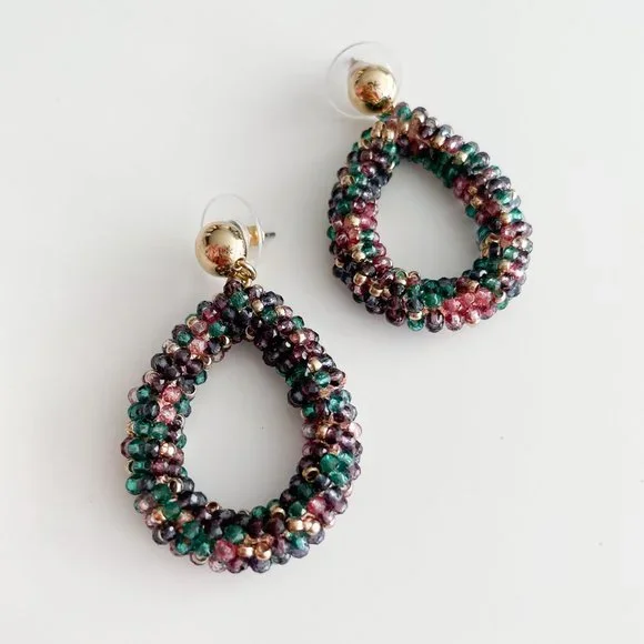 LOFT Beaded Teardrop Earrings (Multi Color) - Picture 2 of 3